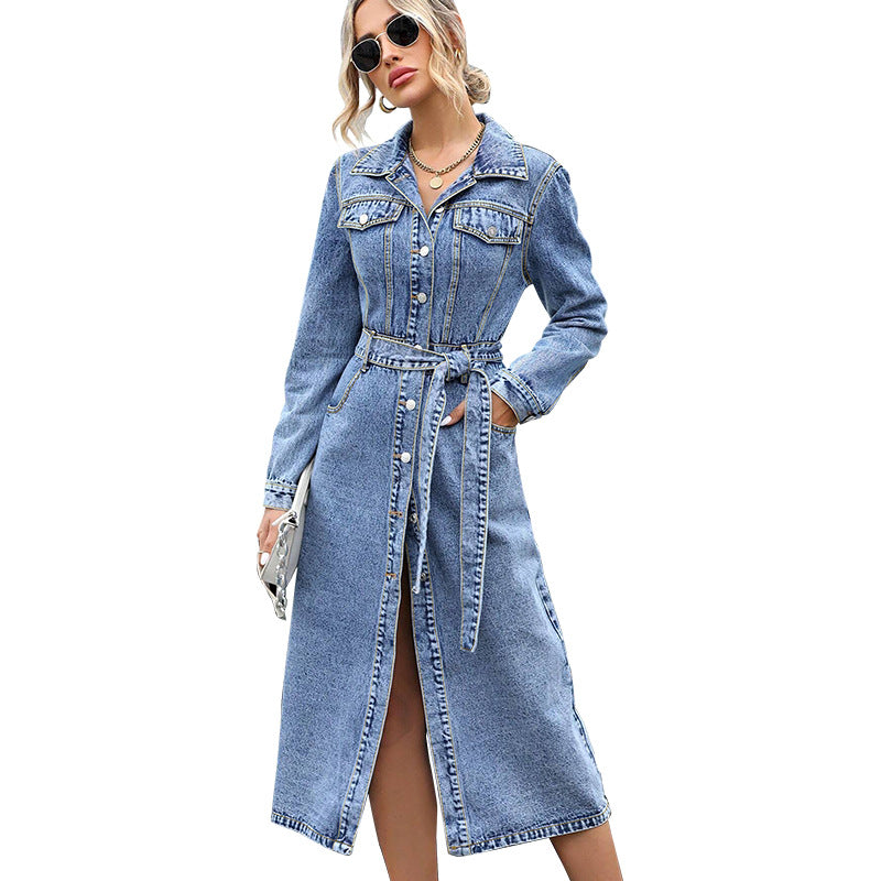 Women's Fashion Korean Long-sleeved Waist Dress Dresses