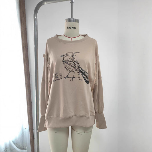 Women's Printed Cool Round Neck Long Sleeve Sweaters