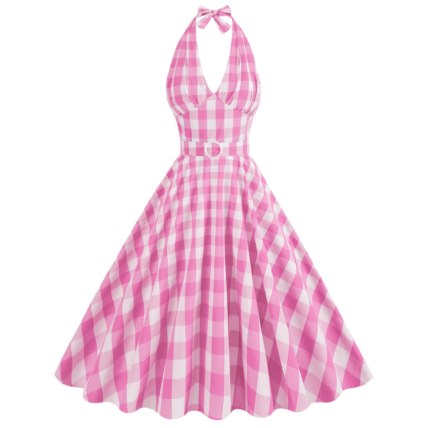 Monroe Sexy Deep V Plaid Cotton Dresses