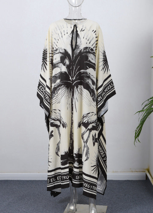 Women's Round Neck Bell Sleeve Printed Dress Dresses