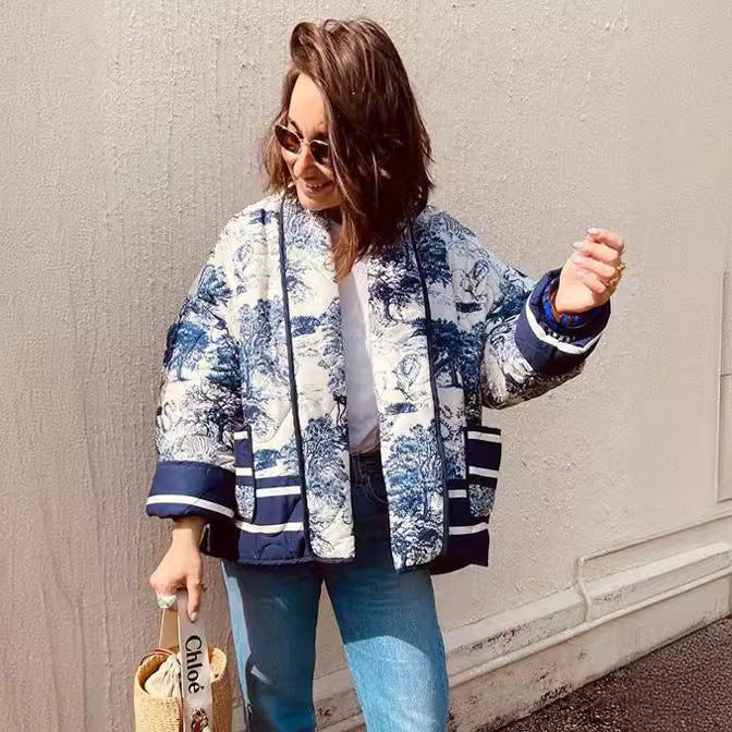 Women's Popular Versatile Autumn Print Cotton Coats