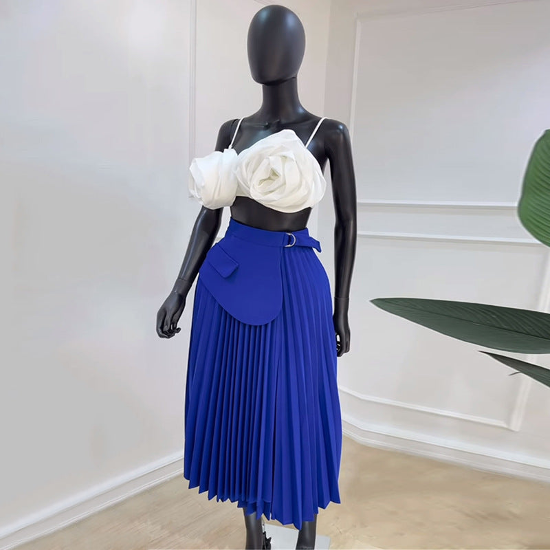 Women's Summer Waist Design A- Line Pleated Skirts