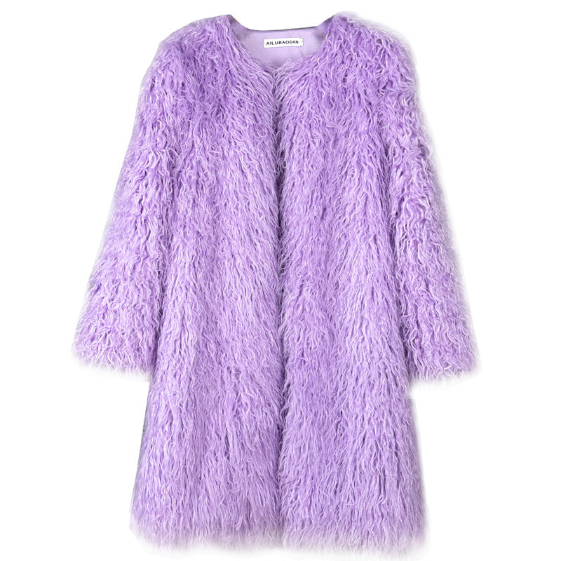 Fur Imitation Tan Wool Lamb Extended Coats
