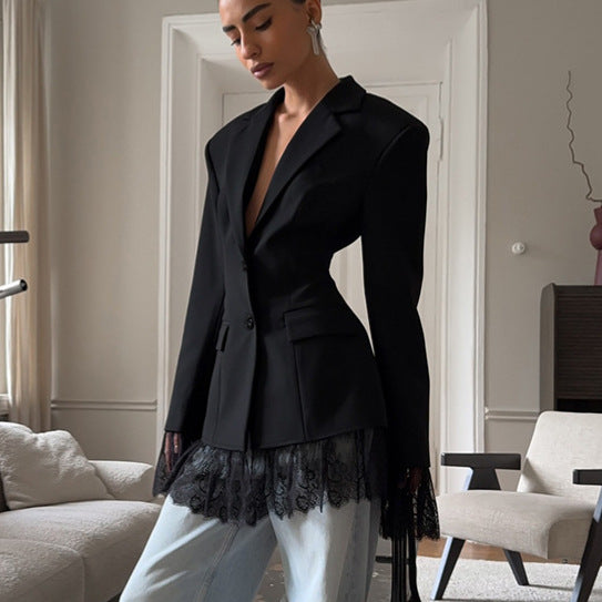 Women's Black Small Business Autumn Easy Matching Coats