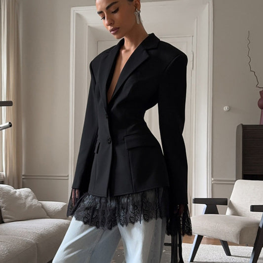 Women's Black Small Business Autumn Easy Matching Coats