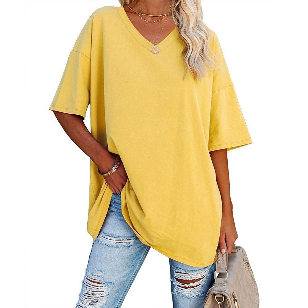 Women's Loose Half Sleeve Cotton Waist Blouses