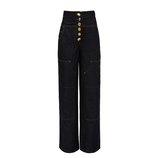 Design Trousers Autumn High Waist Rivet Jeans