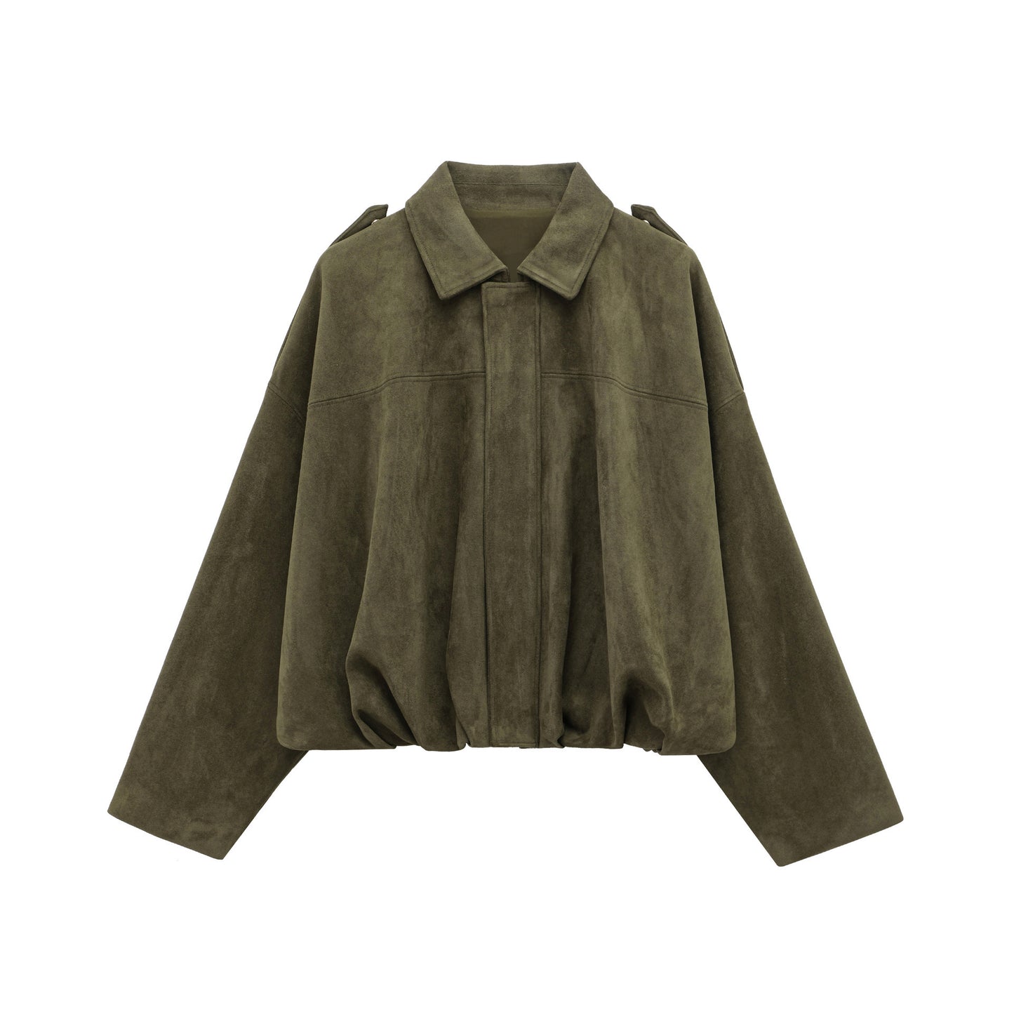 Women's Drawstring Design Lapel Deerskin Veet Pilot Long Jackets