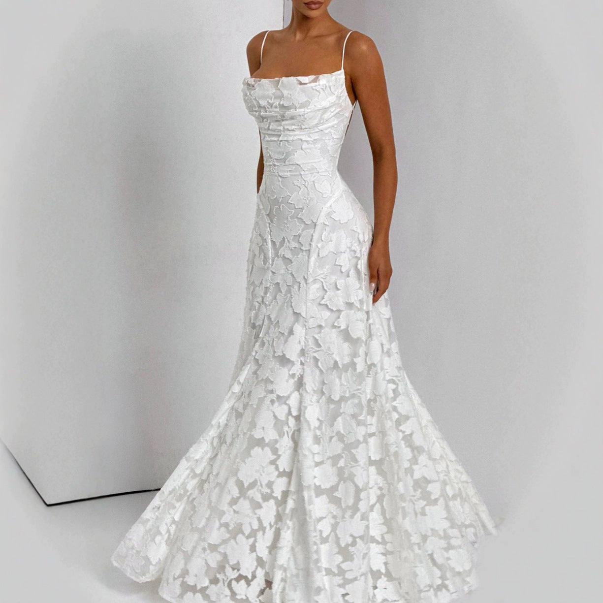 Women's Jacquard Sexy Slim Strap Dress Backless Dresses