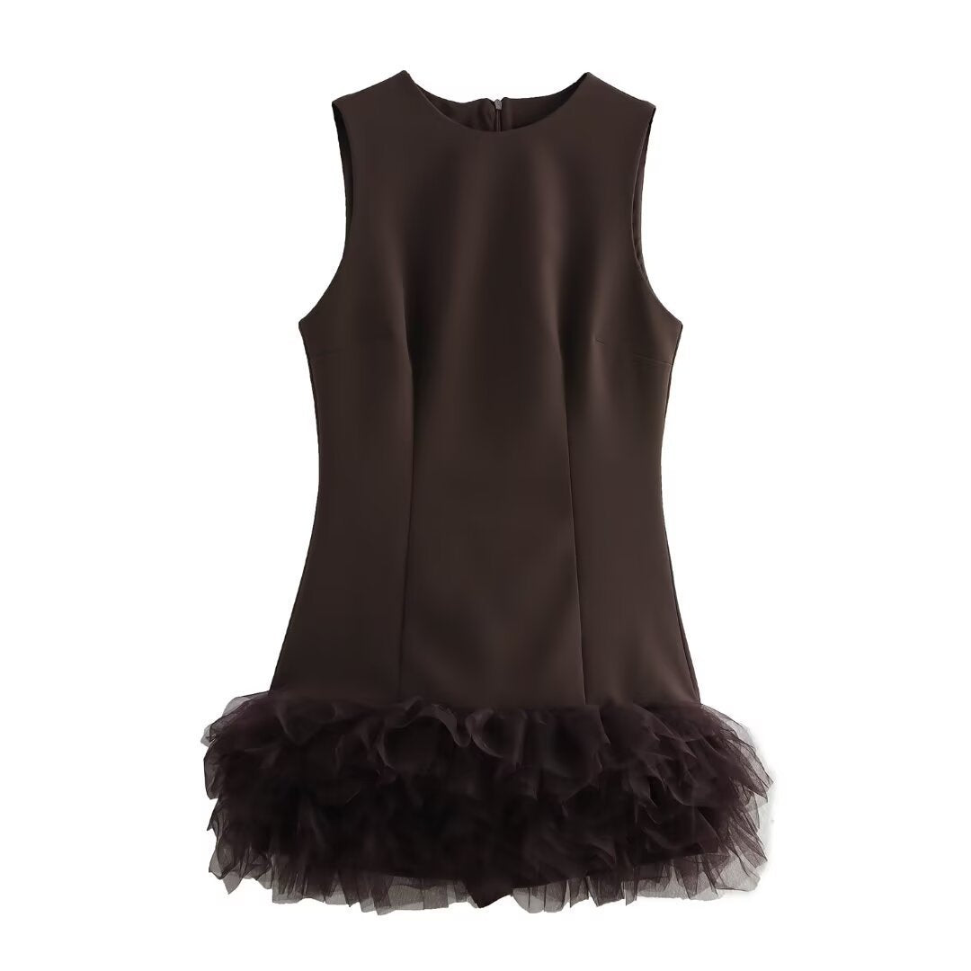 Women's Winter Street Fashion Temperament Silk Net Dresses