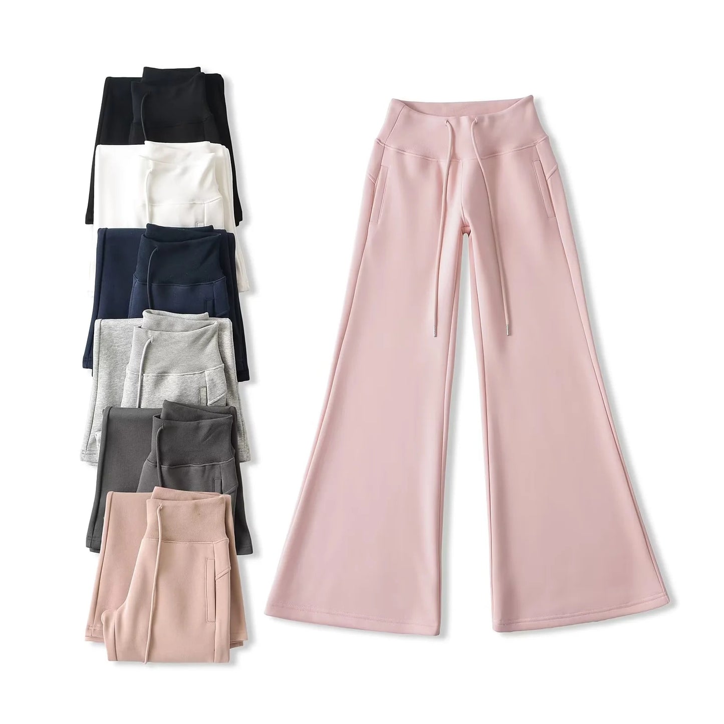 Women's Hot Drawstring Low Waist Fleece-lined Flared Pants