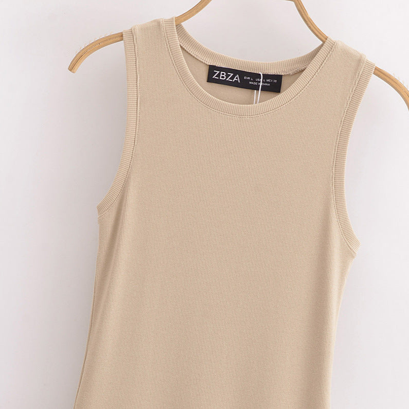 Women's Color Patchwork Round Neck Loose Casual Dresses
