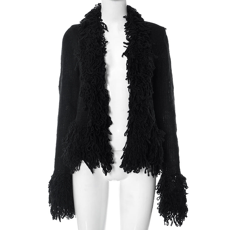 Women's Fashion Tassel Horn Long Sleeve Knitwear