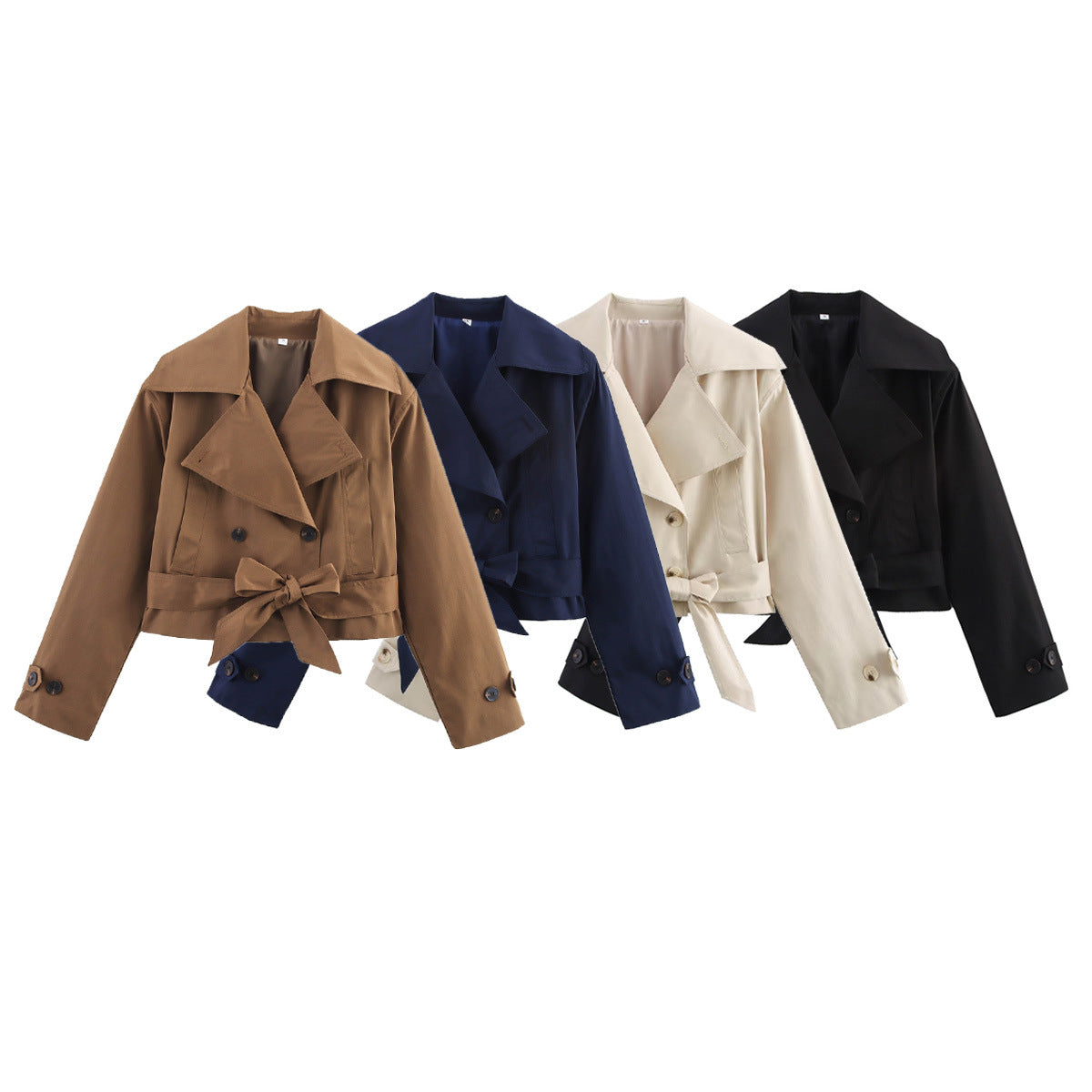 Women's Fashion Casual Polo Collar Series Belt Coats