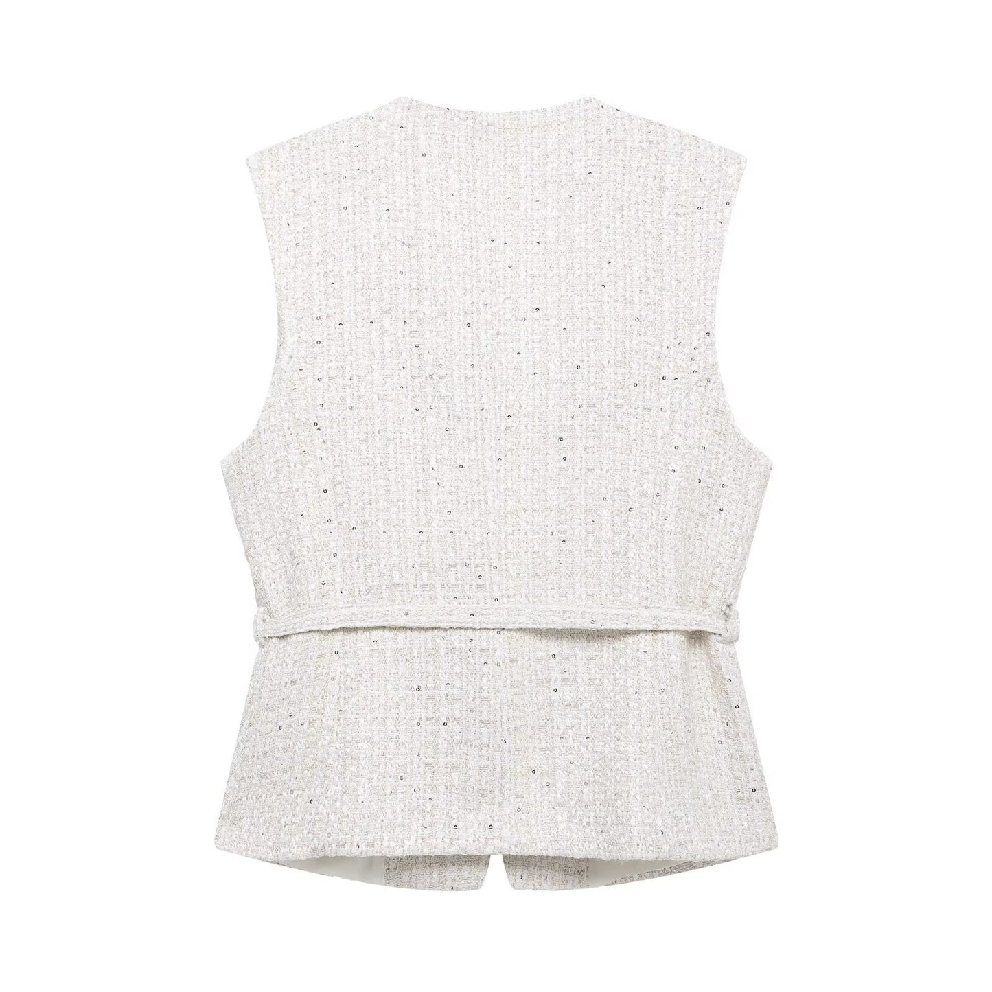 Attractive Spring Waistband Sequin Fashion Three-color Vests