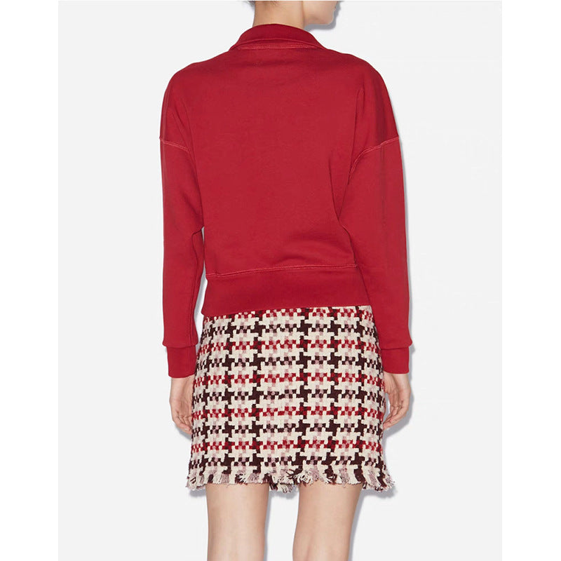 Women's Autumn North American Niche Classic Embroidery Turtleneck Zipper Sweaters