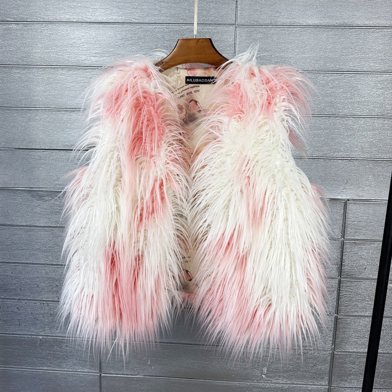 Women's Sheep Fur Environmental Protection Artificial Wool Coats