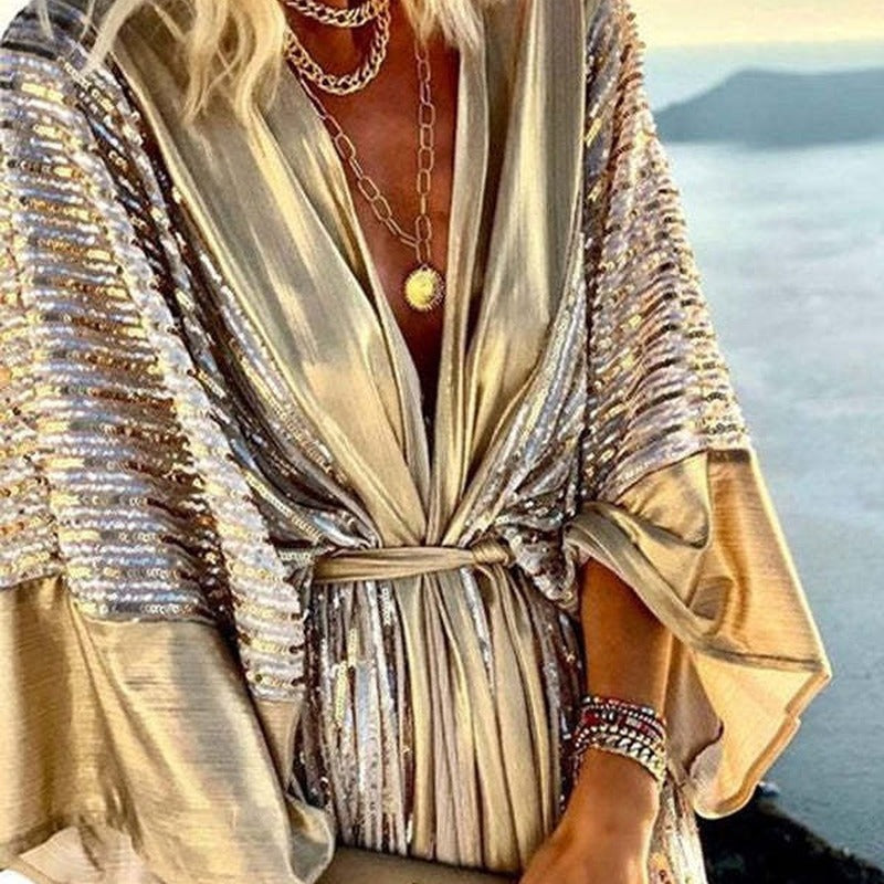 Sequin Batwing Sleeve Party Sequins Dress Dresses