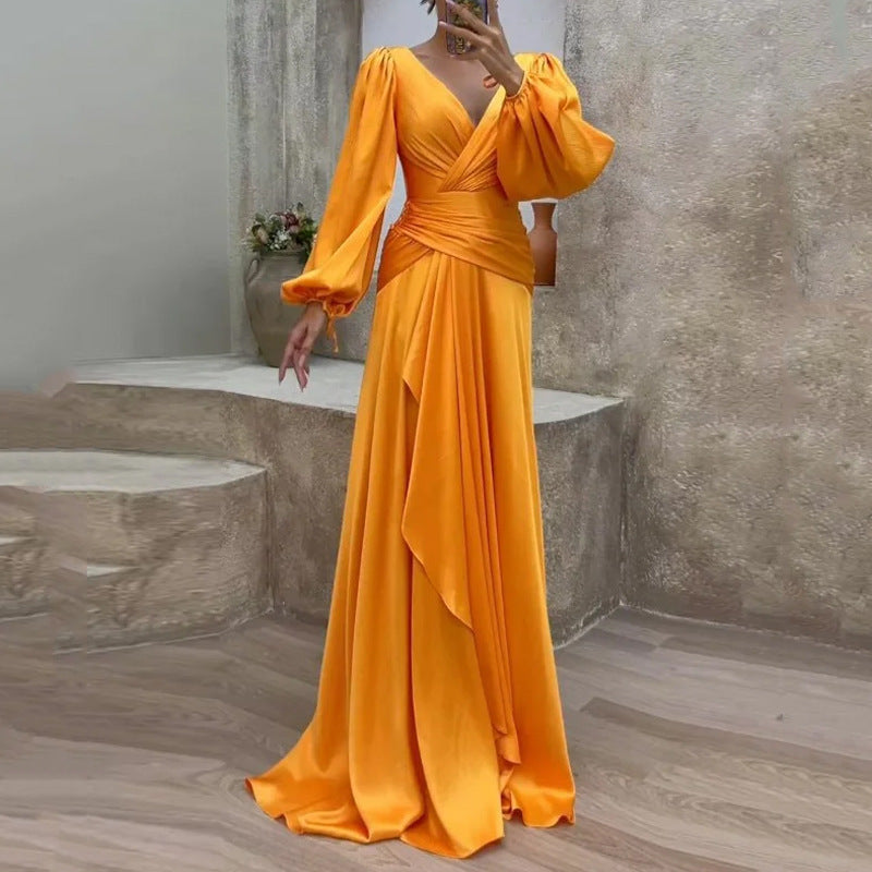 Summer Cross Fitted Waist Pleated Long Dresses