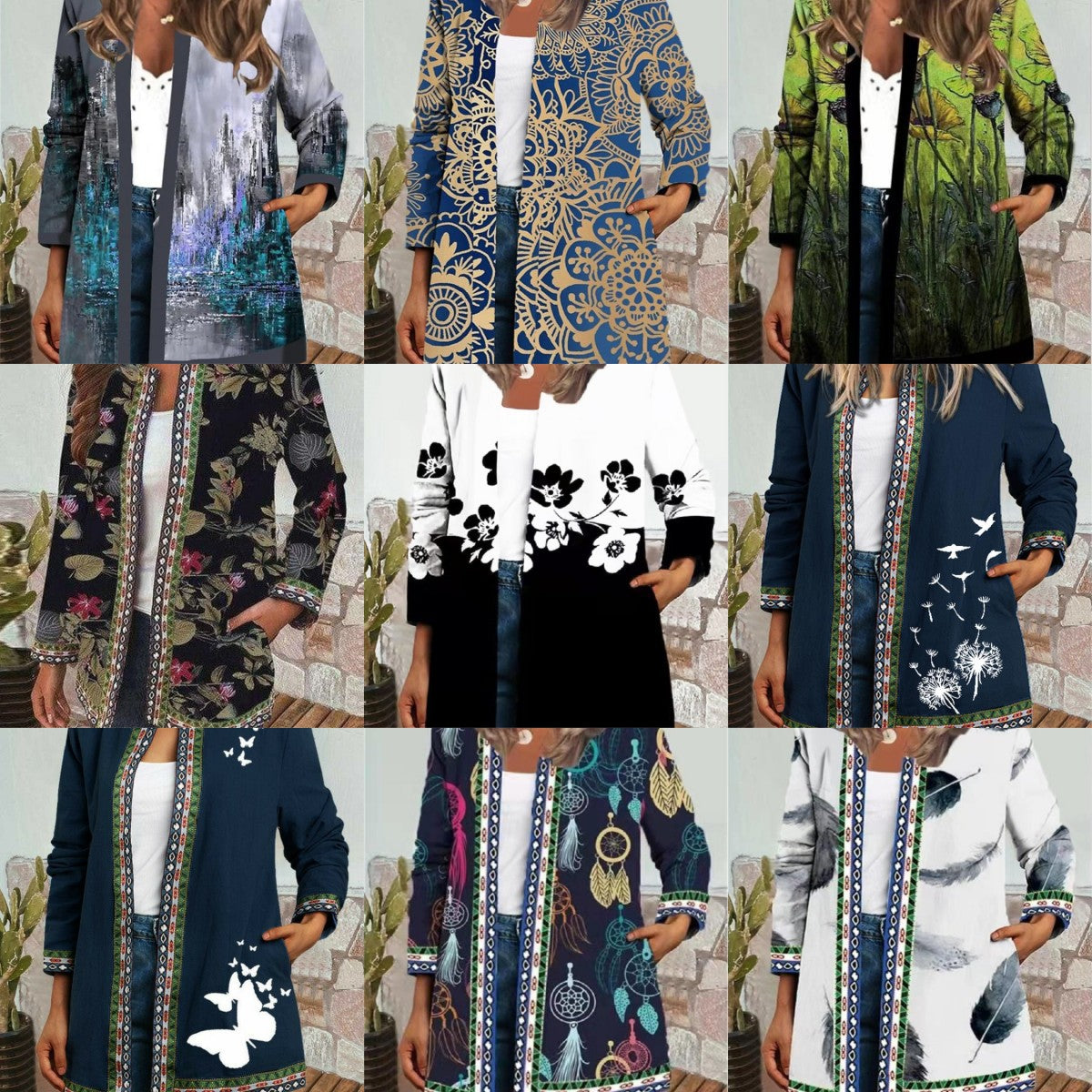Women's Beautiful Retro Ethnic Print Clothes Cardigans
