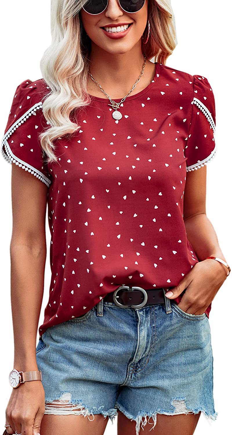 Women's Lace Patchwork Short-sleeved T-shirt Bottoming Shirt Blouses