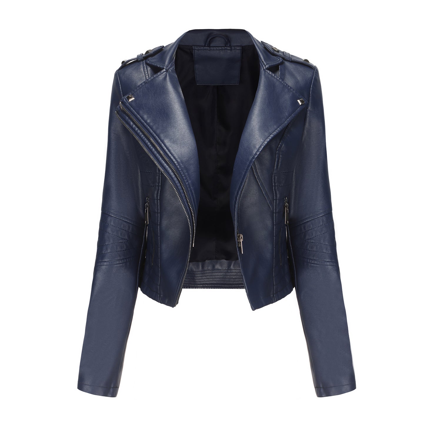 Women's Long-sleeved Leather Rivet Popular Zipper Jackets