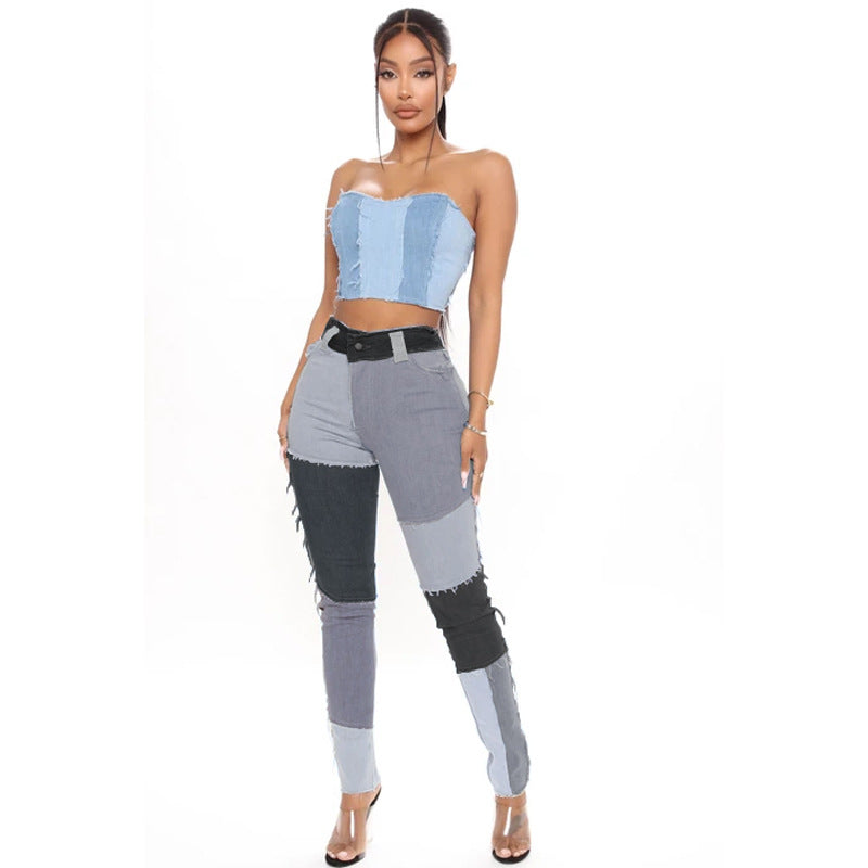 Women's Source Head Super Elastic High Waist Tassel Pencil Slim Jeans