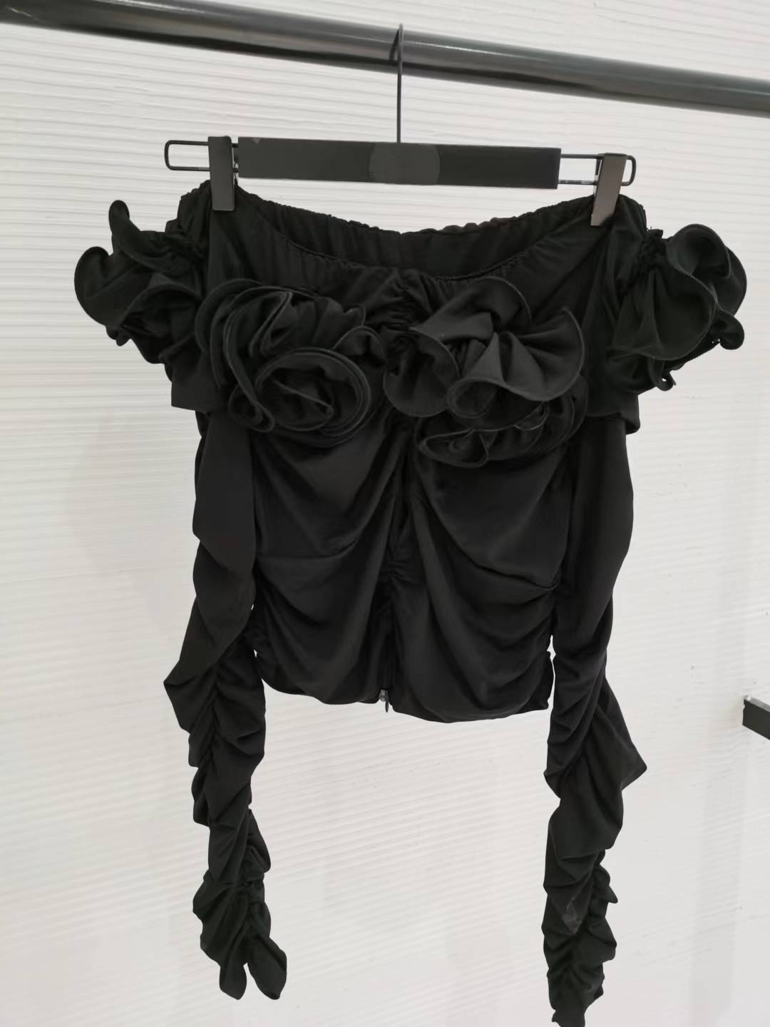 Summer Niche Design Two-way Three-dimensional Flower Slim Blouses