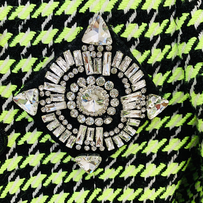 Fashion Personality Beaded Round Neck Fluorescent Blazers
