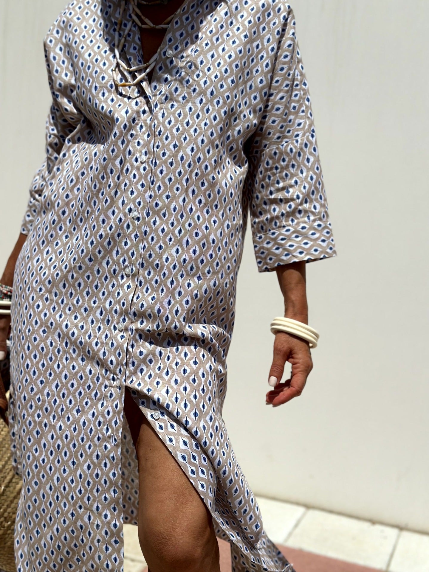 Women's Cotton Linen Stripes Shirt Dress Loose Dresses