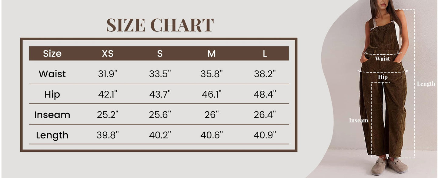 Women's Corduroy Overalls Fashion Loose One-piece Pants