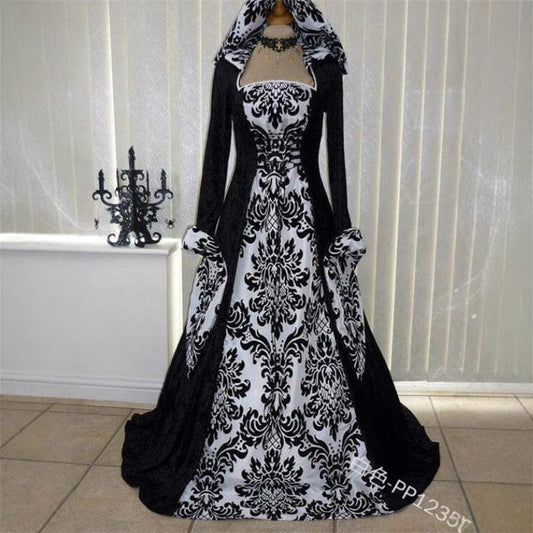 Dress Retro Hooded Sleeve Stage Performance Dresses