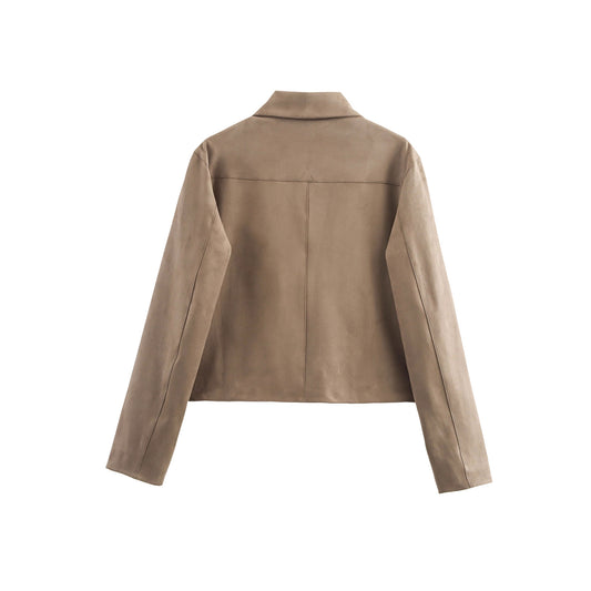 Autumn Suede Casual Loose Solid Color Jackets