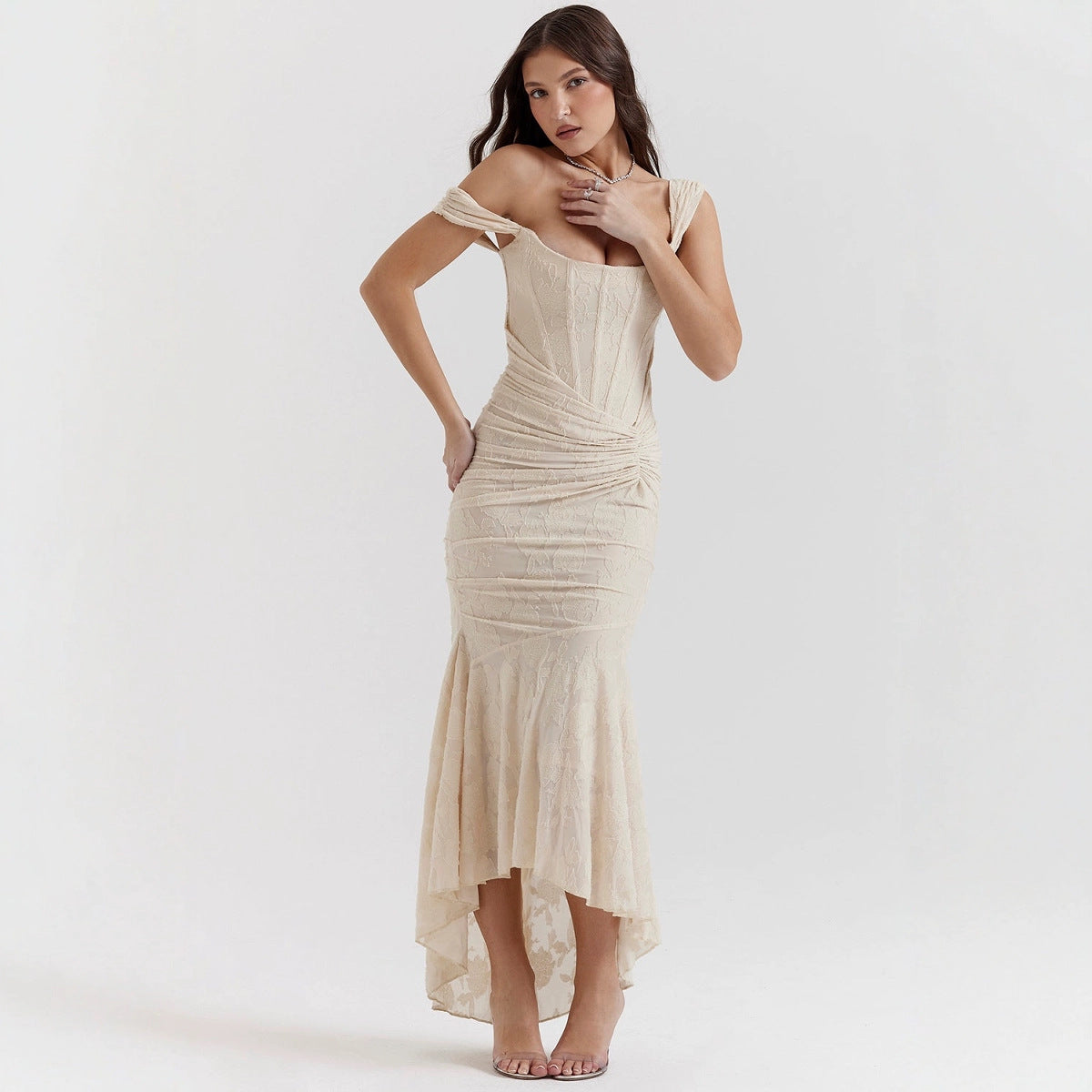Women's Sexy Sleeveless Solid Color Fishbone Long Dresses