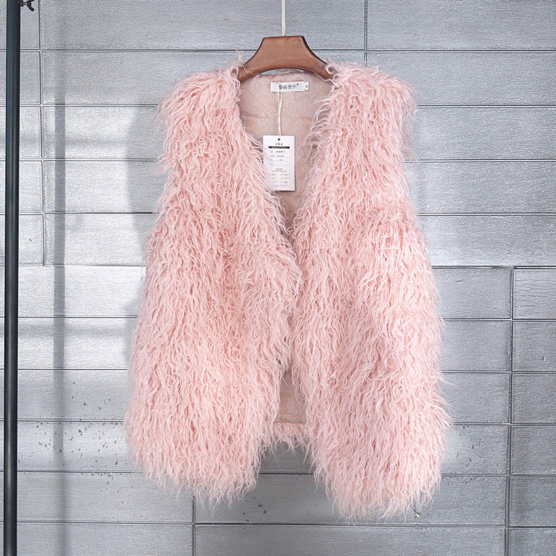 Women's Winter Mid-length Imitated Tibet Sheep Fur Coats