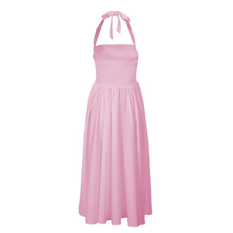 Backless Waist Trimming A- Line Dress Dresses