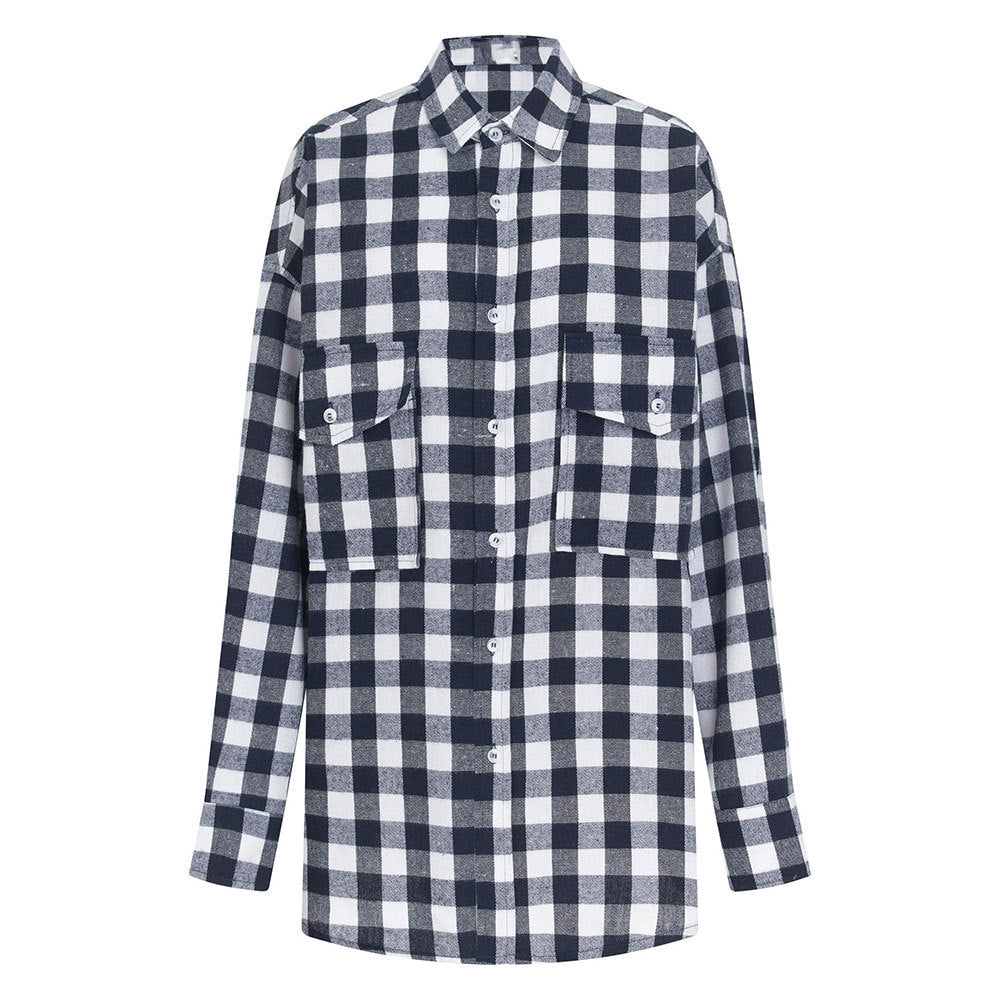 Women's Shirt Autumn American Retro Double Pocket Blouses