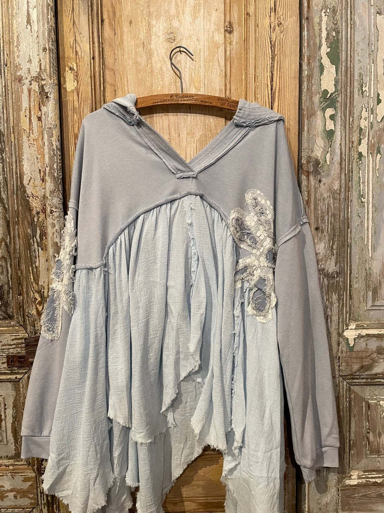 Cloth Embroidered Autumn Loose Irregular Hooded Sweaters