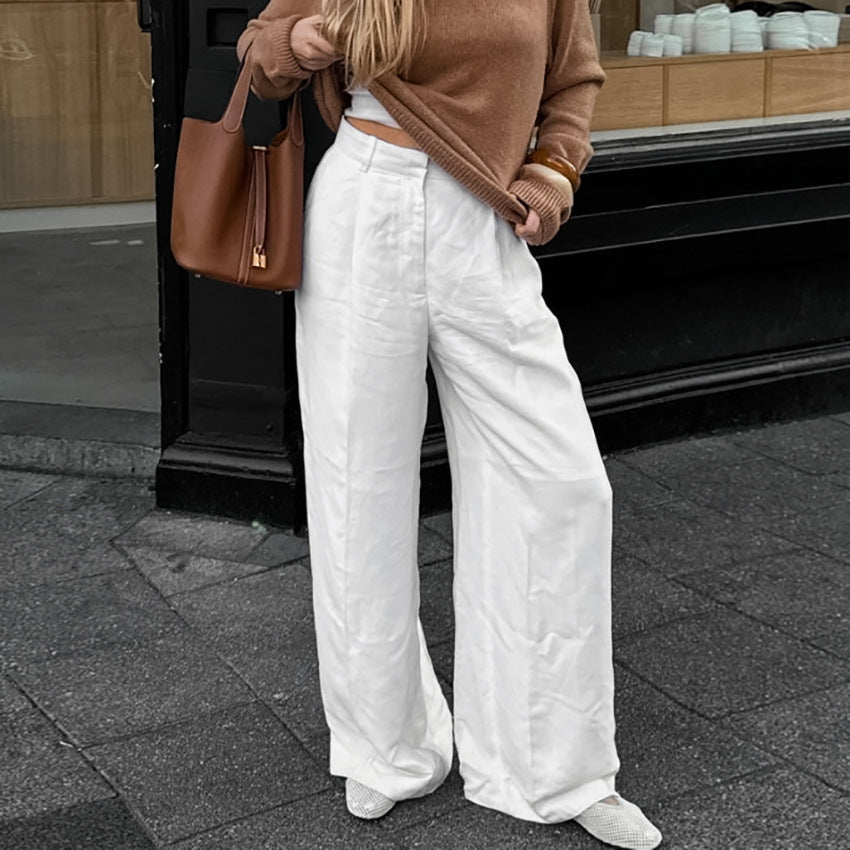 Women's Fashion High Waist Wide Leg Trousers Loose Pants