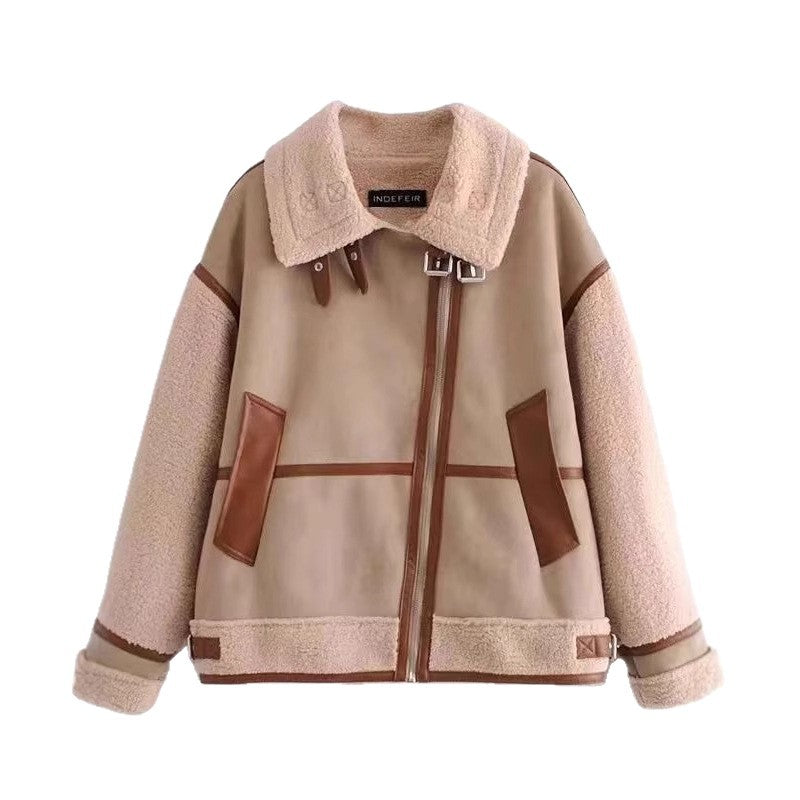 Women's Stitching Fur Early Spring Style Elegant Jackets