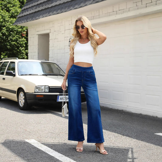 Women's High Waist Loose Wide Leg Flab Hiding Jeans
