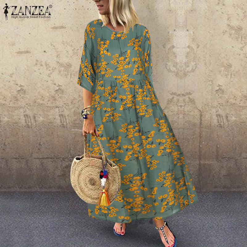Plaid Summer Leisure Artistic Temperament Sleeve Dresses