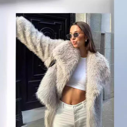 Women's Attractive Fox Fur Furry Imitation Coats