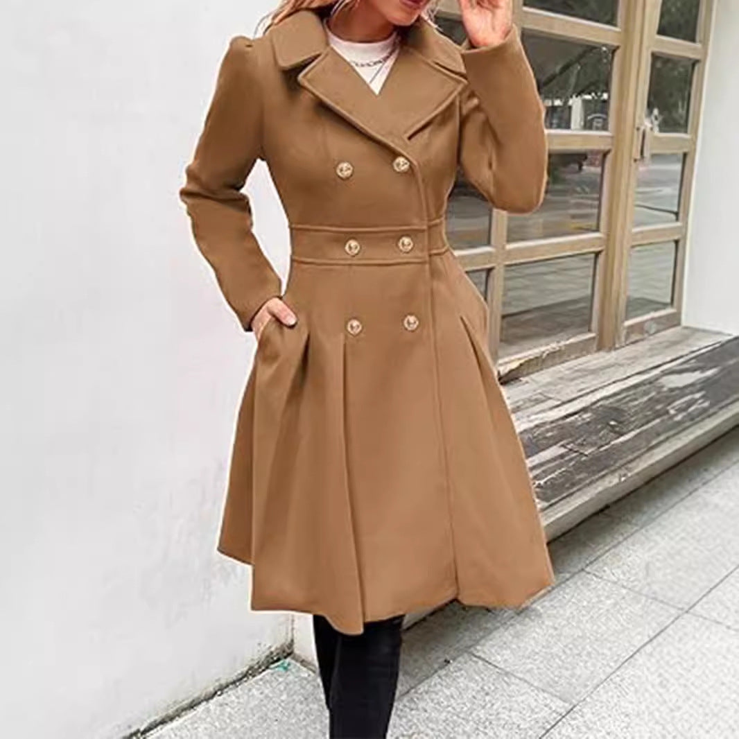 Women's Trench Lapel Double Breasted Pocket A- Coats