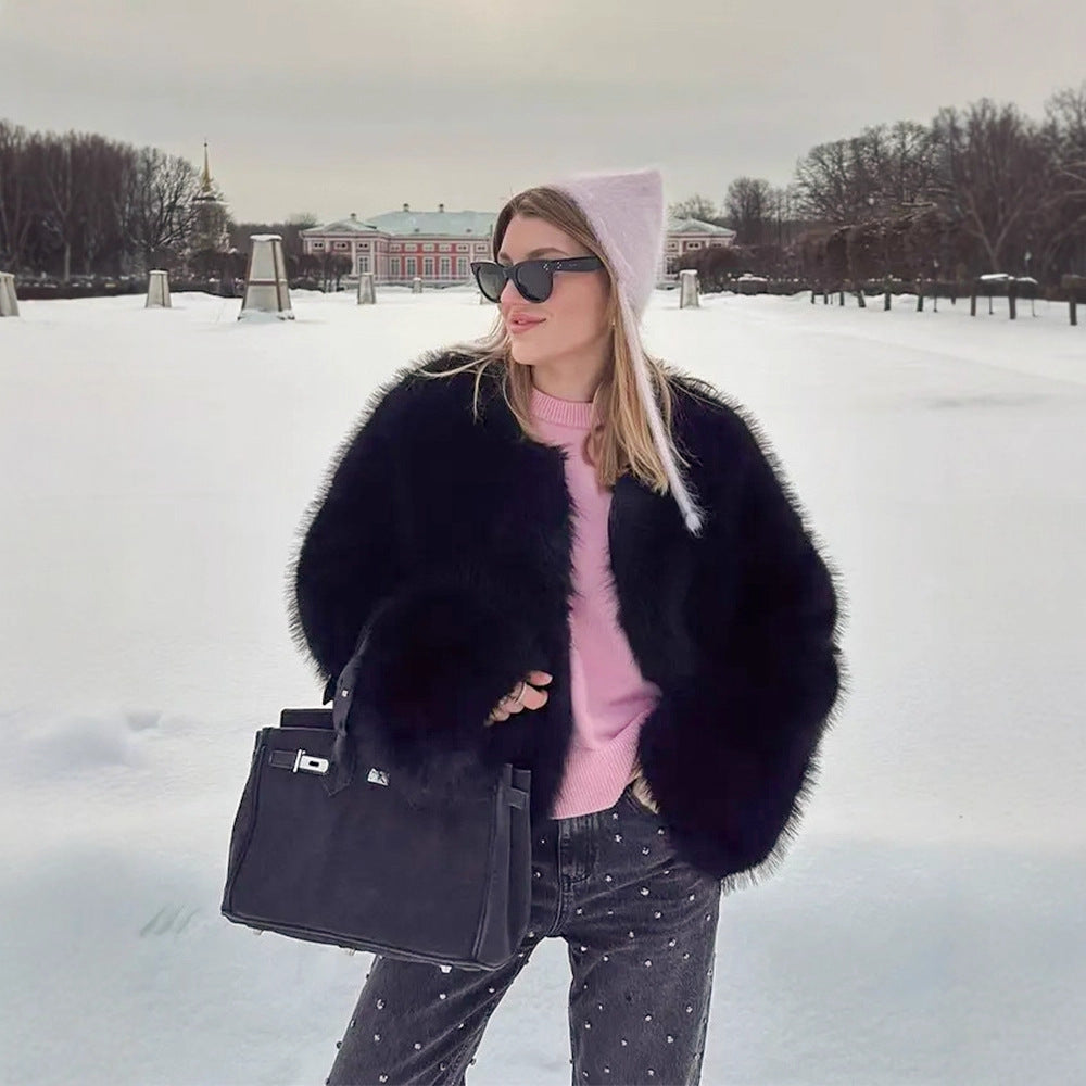 Faux Fur Soft Collar Wide Cuff Coats
