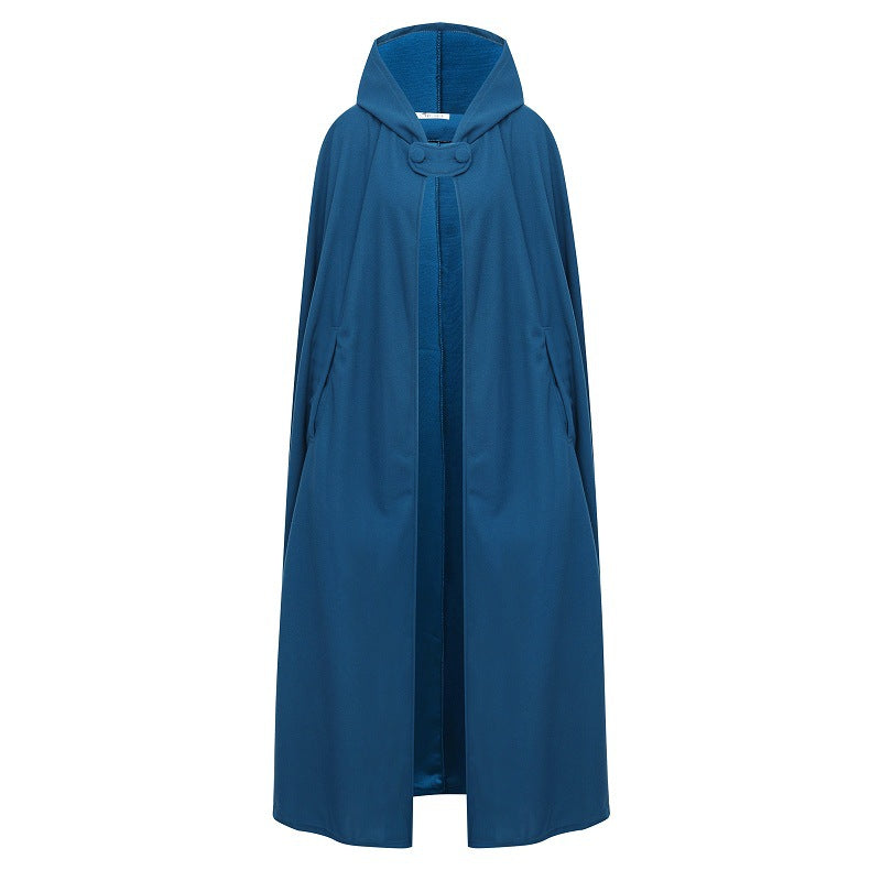Women's Four-color Hooded Shawl Lengthened Cape Three-quarter Coats