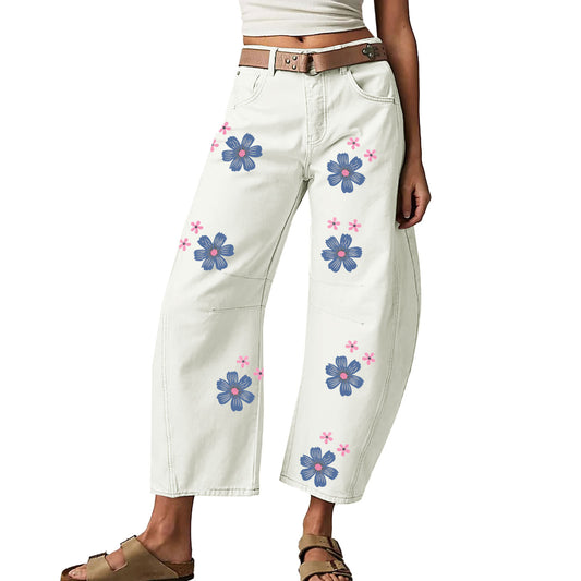 Fashionable Printed Loose Casual Slim Stretchy Jeans