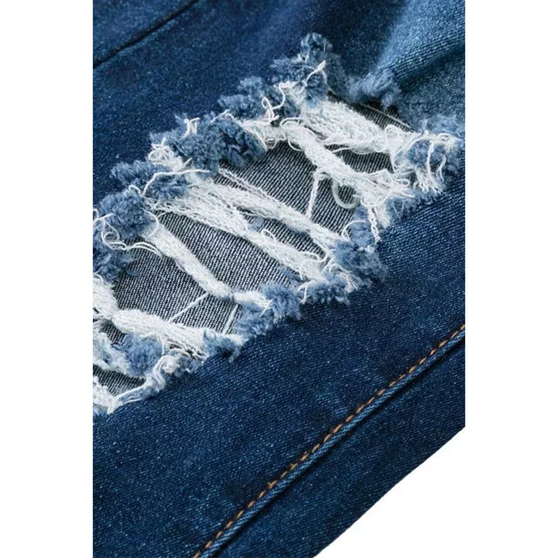 Popular High Elastic Ripped Waist Flared Jeans