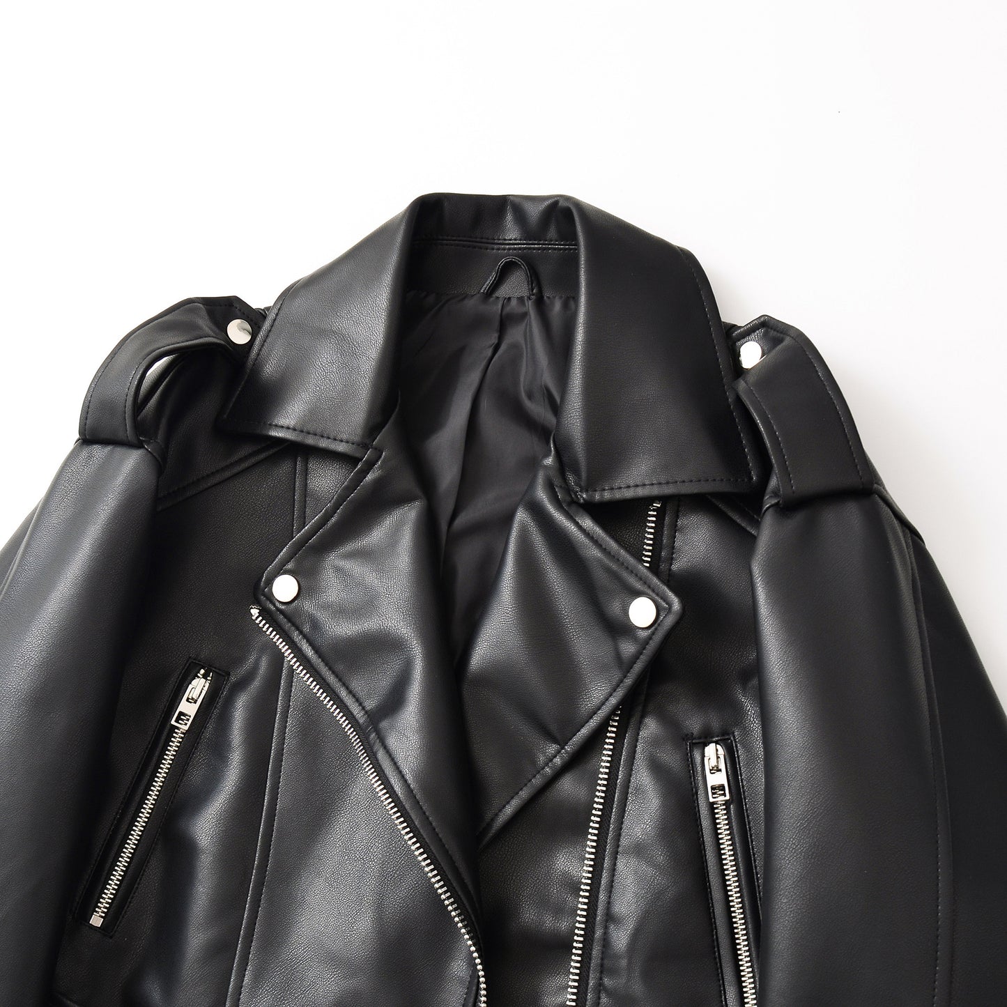 Women's Retro Cropped Leather Design Loose-fitting Jackets