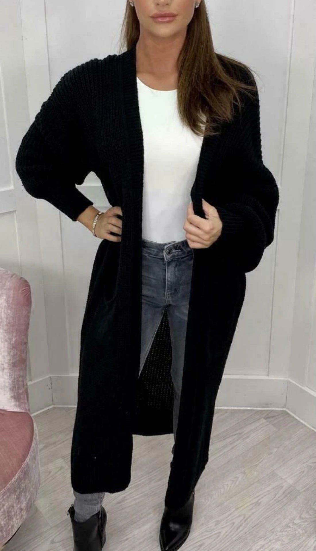 Women's Popular Long Pocket Solid Color Knitwear